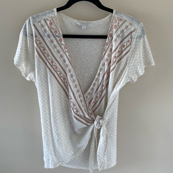 Lucky brand cream womens tie up blouse - Picture 1 of 3
